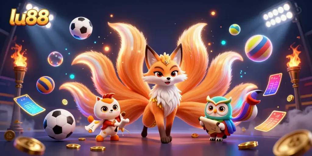 Experience epic gaming thrills with lu88, showcasing colorful characters and dynamic sports elements.