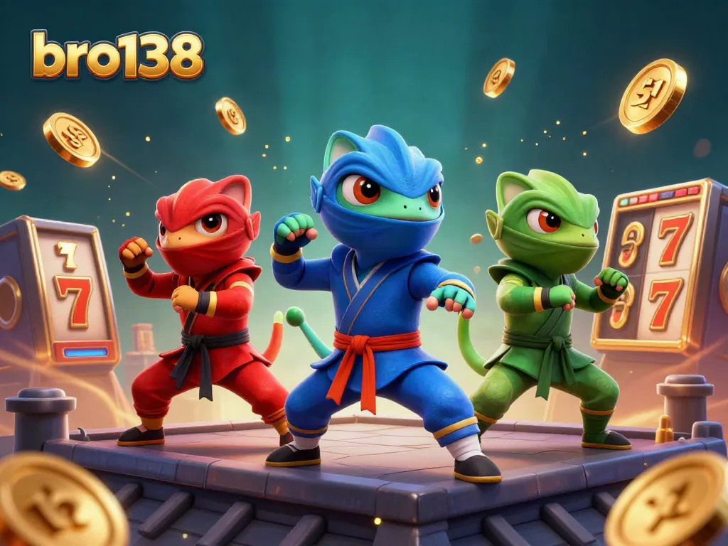 Engage with thrilling online slots at bro138, featuring vibrant chameleons, golden coins, and exciting jackpot visuals.