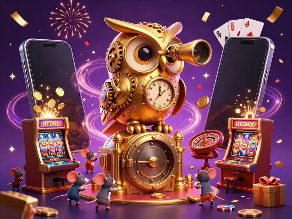 Permainan seru di 8TOGEL, mengamati slot dengan koin emas berhamburan dan karakter yang berinteraksi.