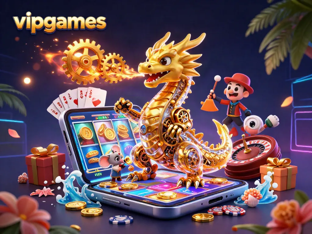 Experience thrilling gameplay with vipgames featuring a biomechanical dragon and exciting casino elements.