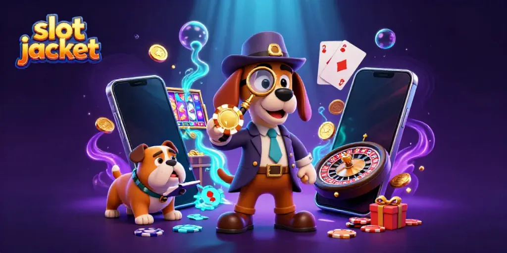 Engage with the thrilling slot jackpot scene featuring a detective and clues in a vibrant casino setting.
