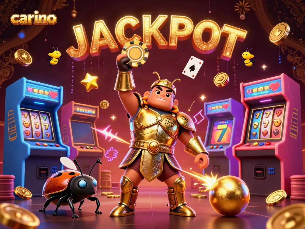 Carino brings excitement to the casino with a triumphant beetle lifting a poker chip and lavish entertainment elements.
