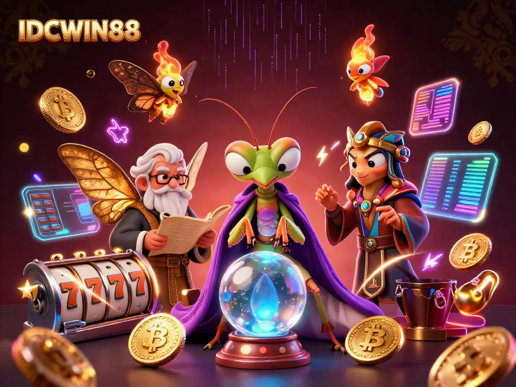 Experience the magic of gambling at IDCWIN88 with engaging characters and jackpot elements in a vibrant 3D scene.