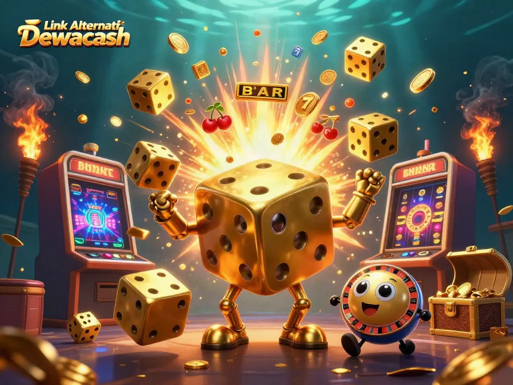 Experience exhilarating wins with Link Alternatif Dewacash in a vibrant 3D casino scene.