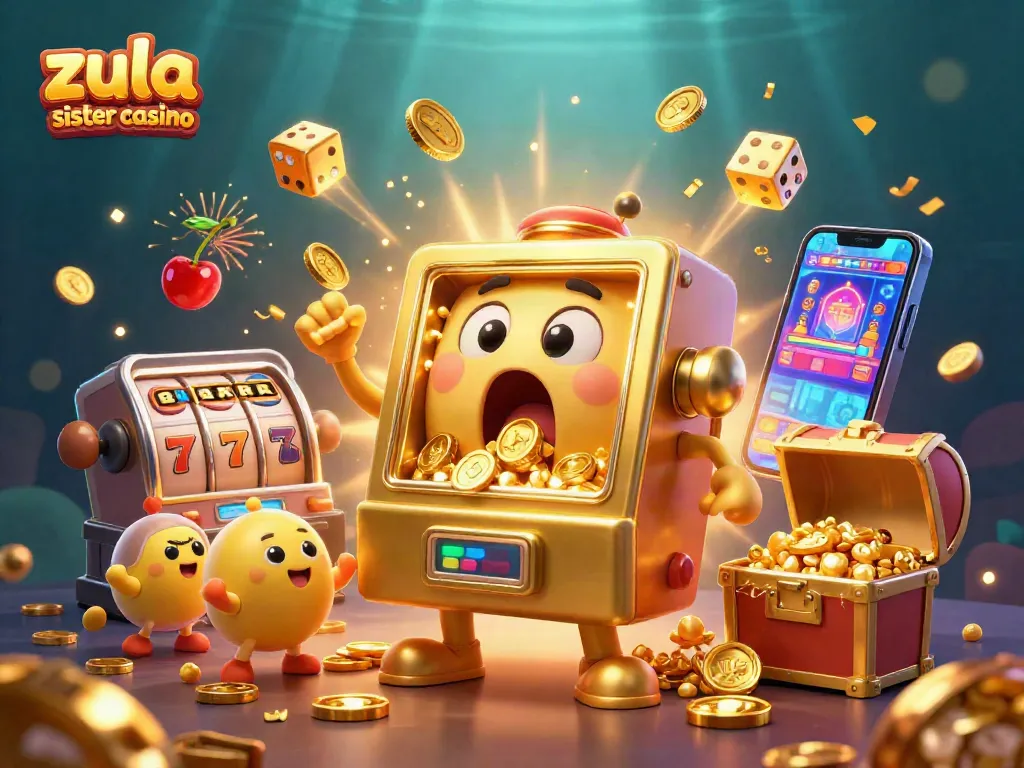 Zula sister casino showcases a vibrant jackpot celebration with playful slot machines and abundant rewards in action.