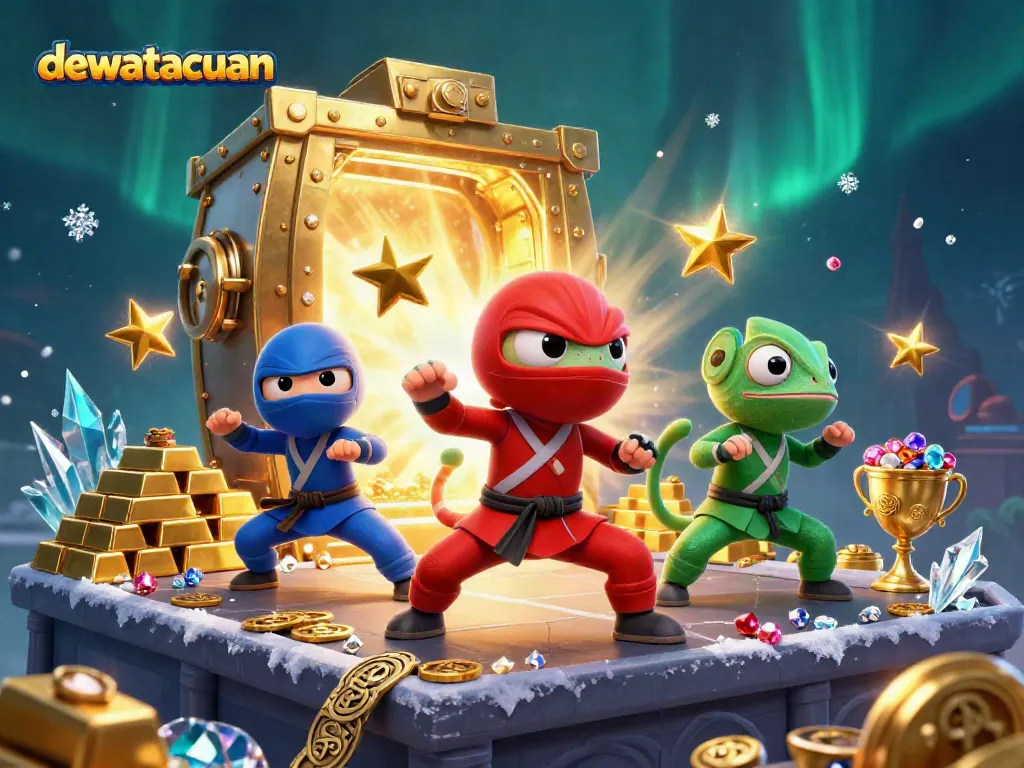 Permainan menarik dengan dewatacuan, chameleon ninja beraksi di arena judi berkilau.