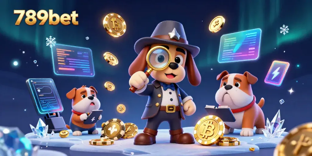 Play with 789bet's promotions, featuring a detective theme with cartoon characters in a vibrant casino scene.