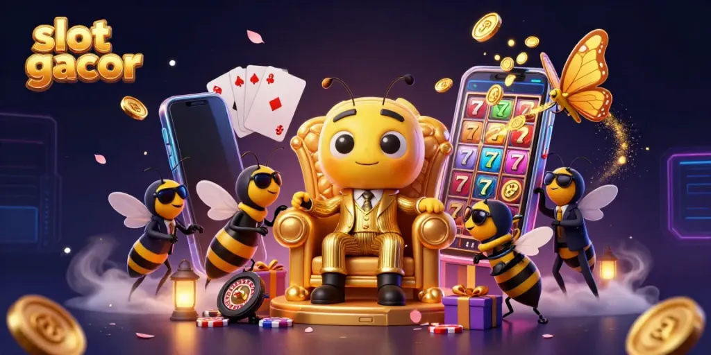 Visualisasi menarik slot gacor dengan karakter unik dan elemen permainan yang menghidupkan suasana kasino online.