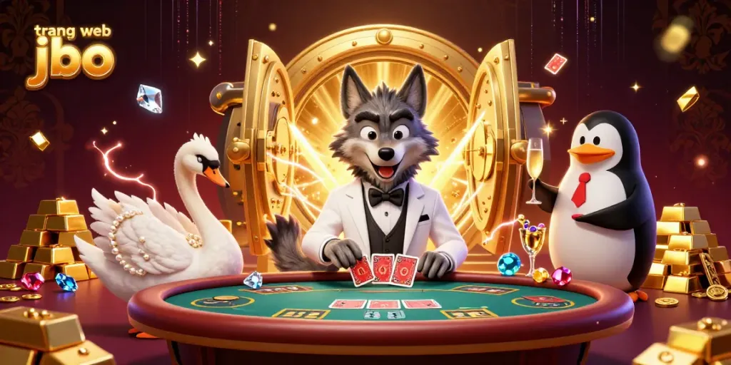Engage with the immersive trang web jbo experience featuring charismatic animal characters at a luxurious baccarat table.