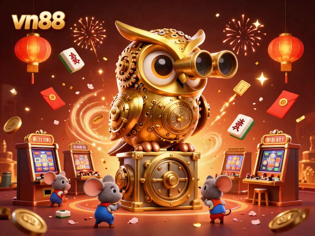 Experience thrilling gameplay at vn88 with dynamic slots and vibrant casino elements in this immersive illustration.