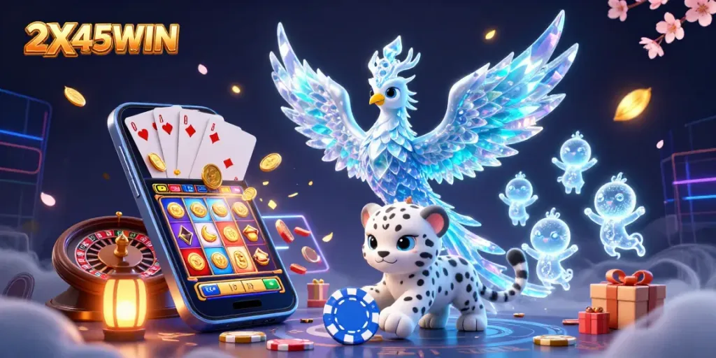 Permainan slot 2X45WIN dengan phoenix es, anak macan tutul, dan sprite es yang menghibur gamers.