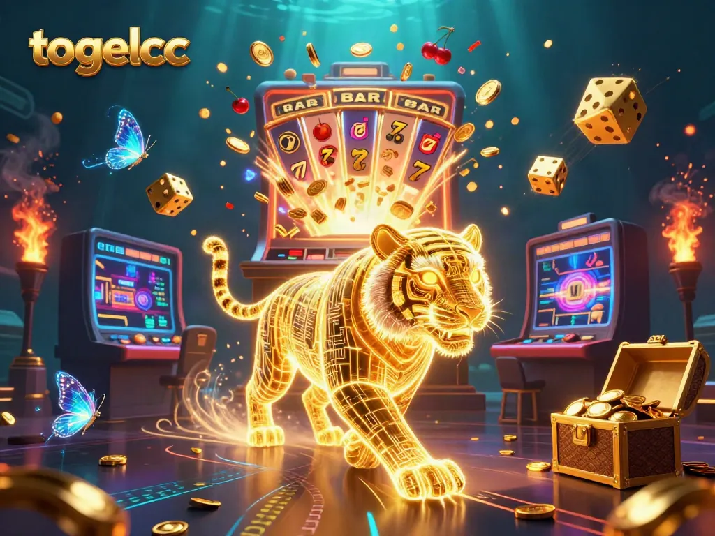 Experience thrilling gaming at togelcc with a vibrant digital casino illustration featuring a golden tiger.
