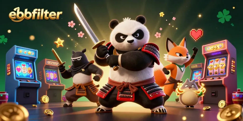Engage with ebbfilter's vibrant casino scene featuring playful characters and dynamic gaming elements.