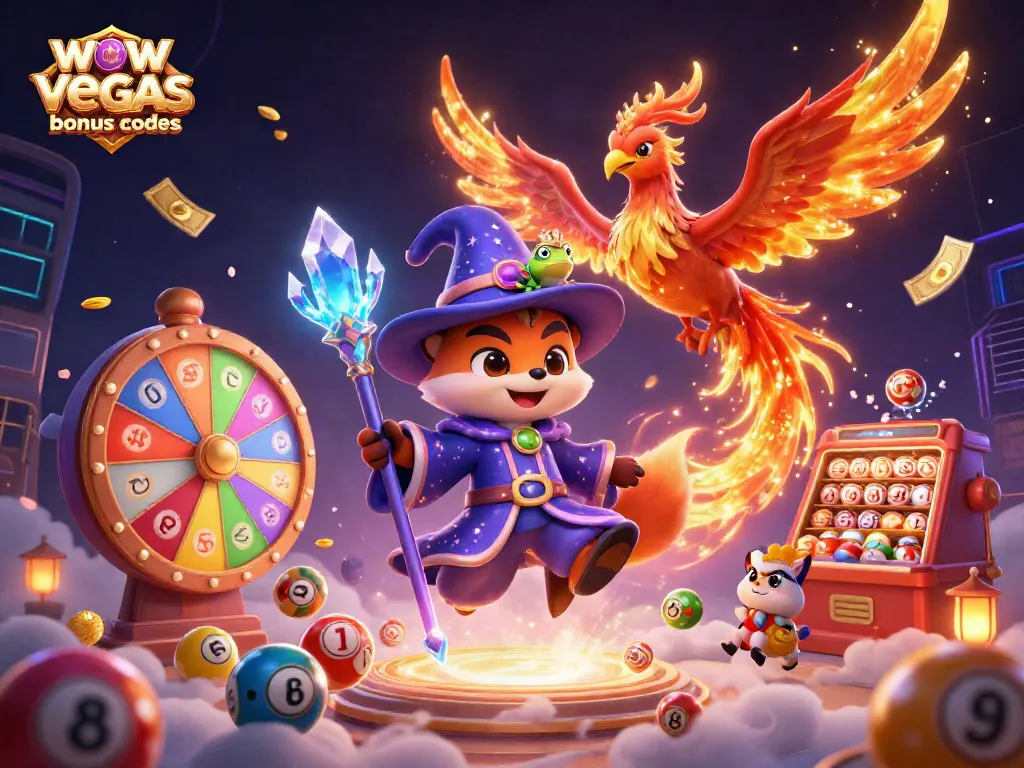Experience winning with wow vegas bonus codes and spins in a vivid casino-themed scene.