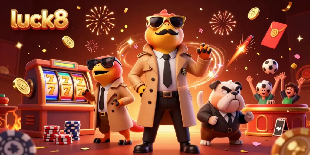 Experience fun and excitement at luck8 with vibrant casino elements and three raptors in disguise.