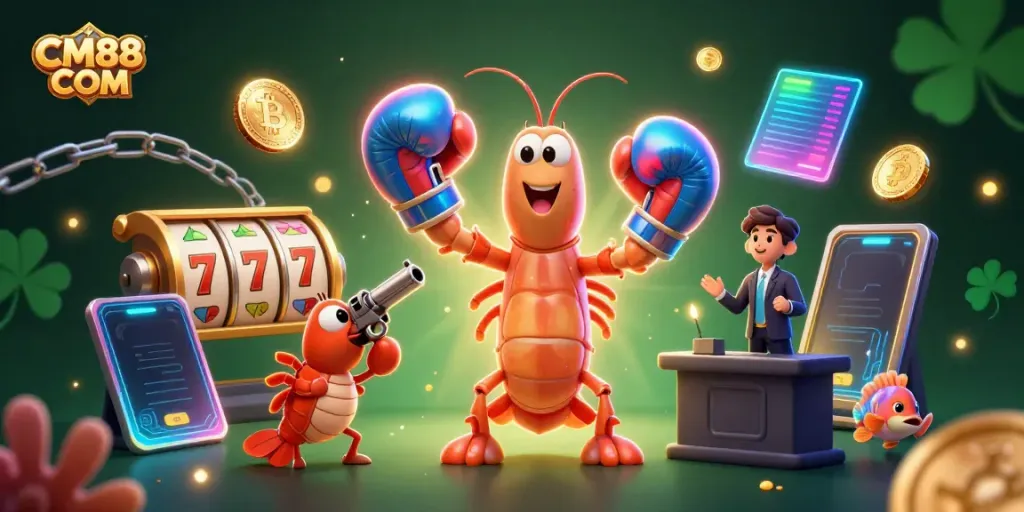 Experience vibrant excitement at CM88 COM with lively 3D casino characters and slot elements.
