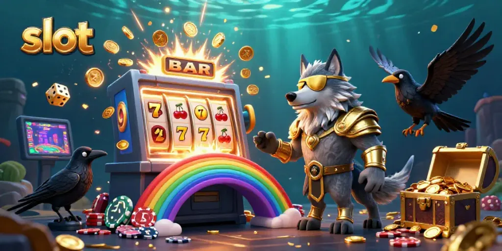 Slot menghasilkan jackpot dengan Odin dan burung gagak di latar belakang, ilustrasi menarik.
