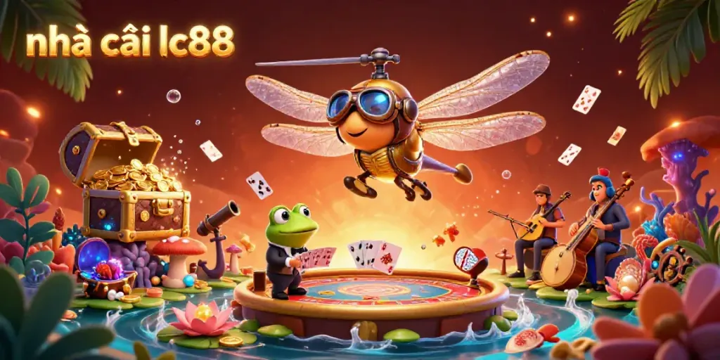 Experience the excitement at nhà cái lc88 with vibrant characters and casino-themed elements in a rich 3D illustration.