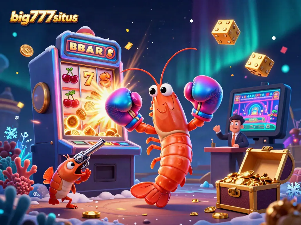 Engage with big777situs and experience a vibrant, lively casino scene featuring charismatic sea creature characters.