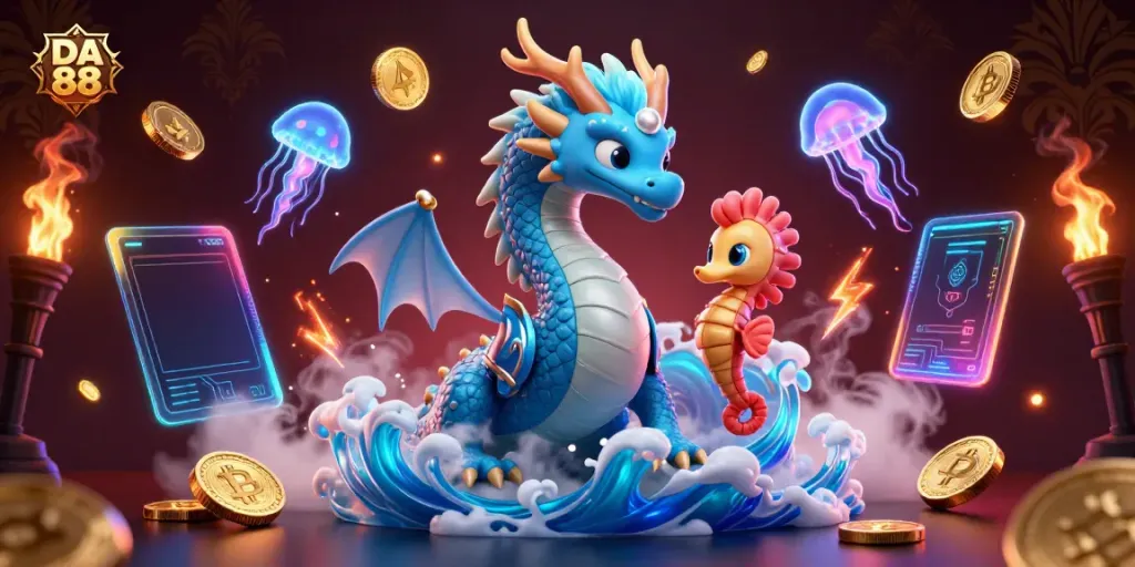 Engage with DA 88's vibrant 3D casino adventure featuring crypto elements and magical creatures.