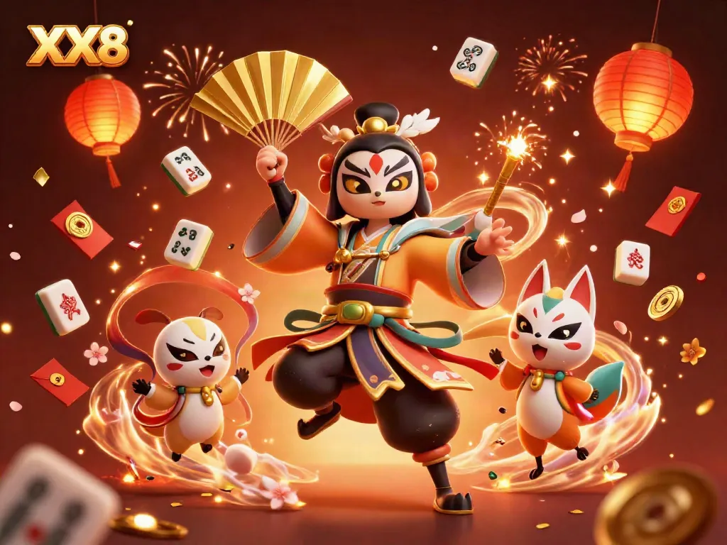 Engage with XX8's vibrant online casino scene featuring dynamic gaming elements and colorful characters.