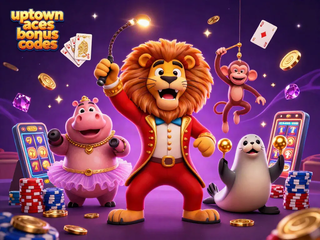 Experience thrilling uptown aces bonus codes excitement with vibrant 3D casino characters and dynamic elements.