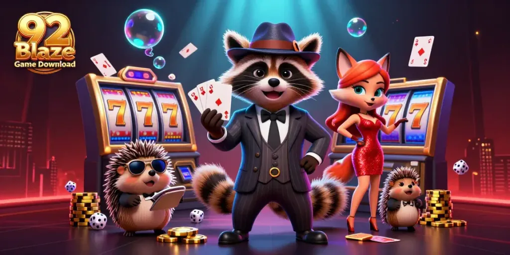 Experience thrilling play with 92 Blaze Game Download, featuring engaging characters and vibrant casino elements.