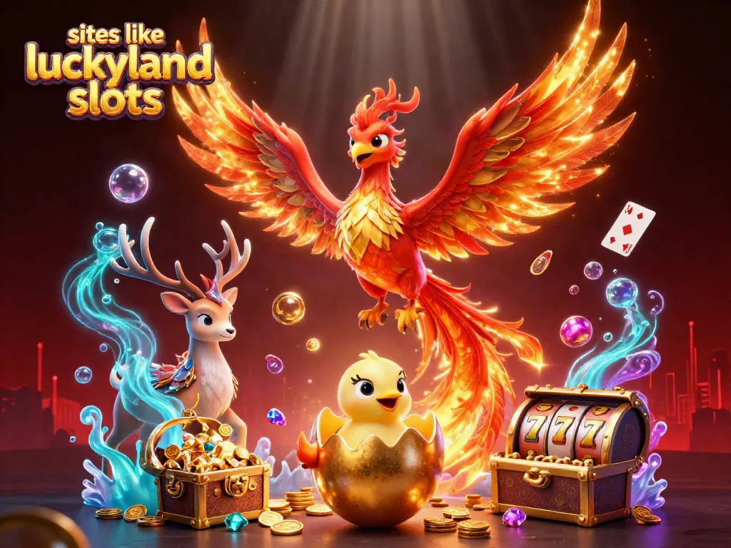 Win big with sites like luckyland slots featuring dynamic phoenix elements and casino symbols.